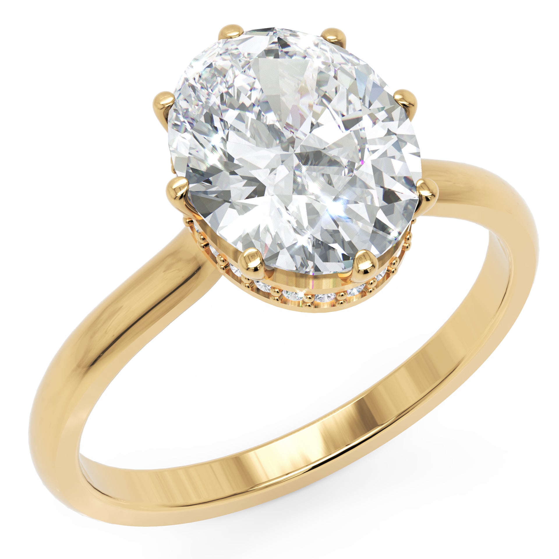 Inel de Logodnă Solitaire 'L'Amour' din Aur 18k cu Moissanite Oval de 1.8 ct din 18k Aur Galben - Castelo.ro