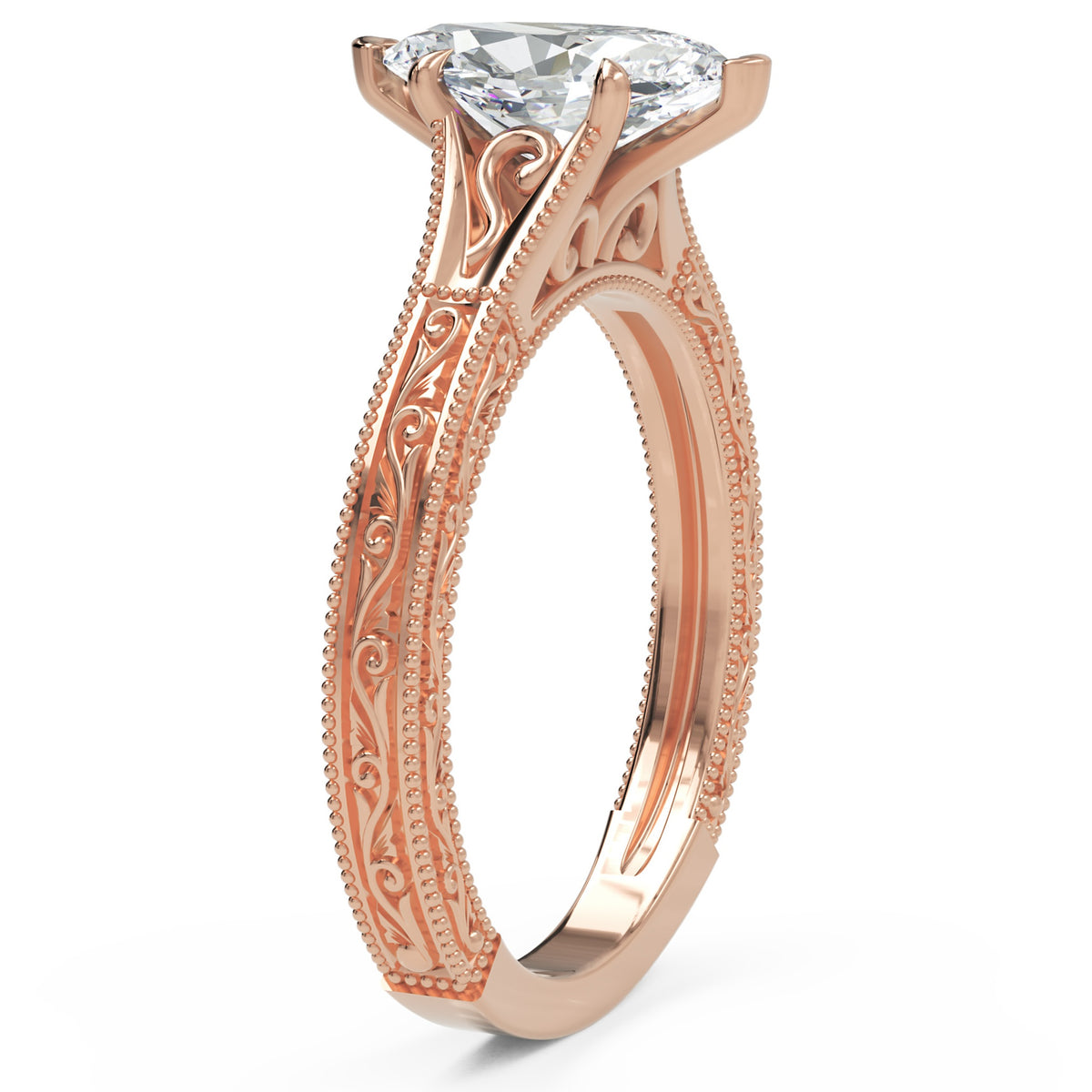 Inel de Logodnă Albemarle din Aur 18k cu Moissanite Marquise de 1 ct din 18k Aur Roz - Castelo.ro