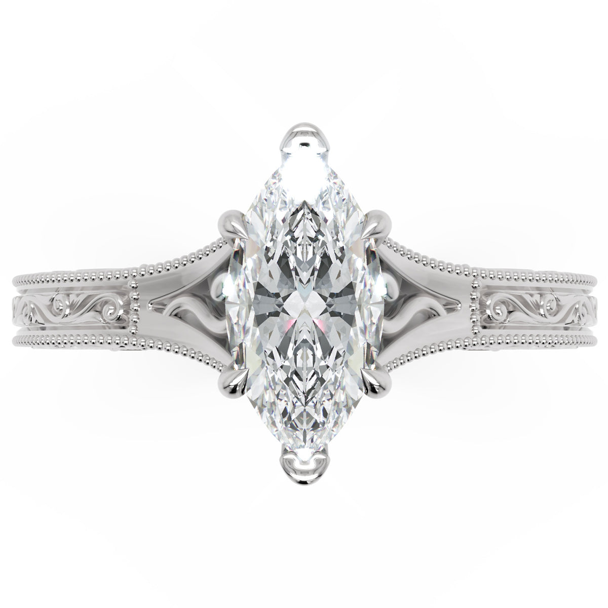 Inel de Logodnă Albemarle din Aur 18k cu Diamant Natural Marquise de 1 ct din Platina - Castelo.ro