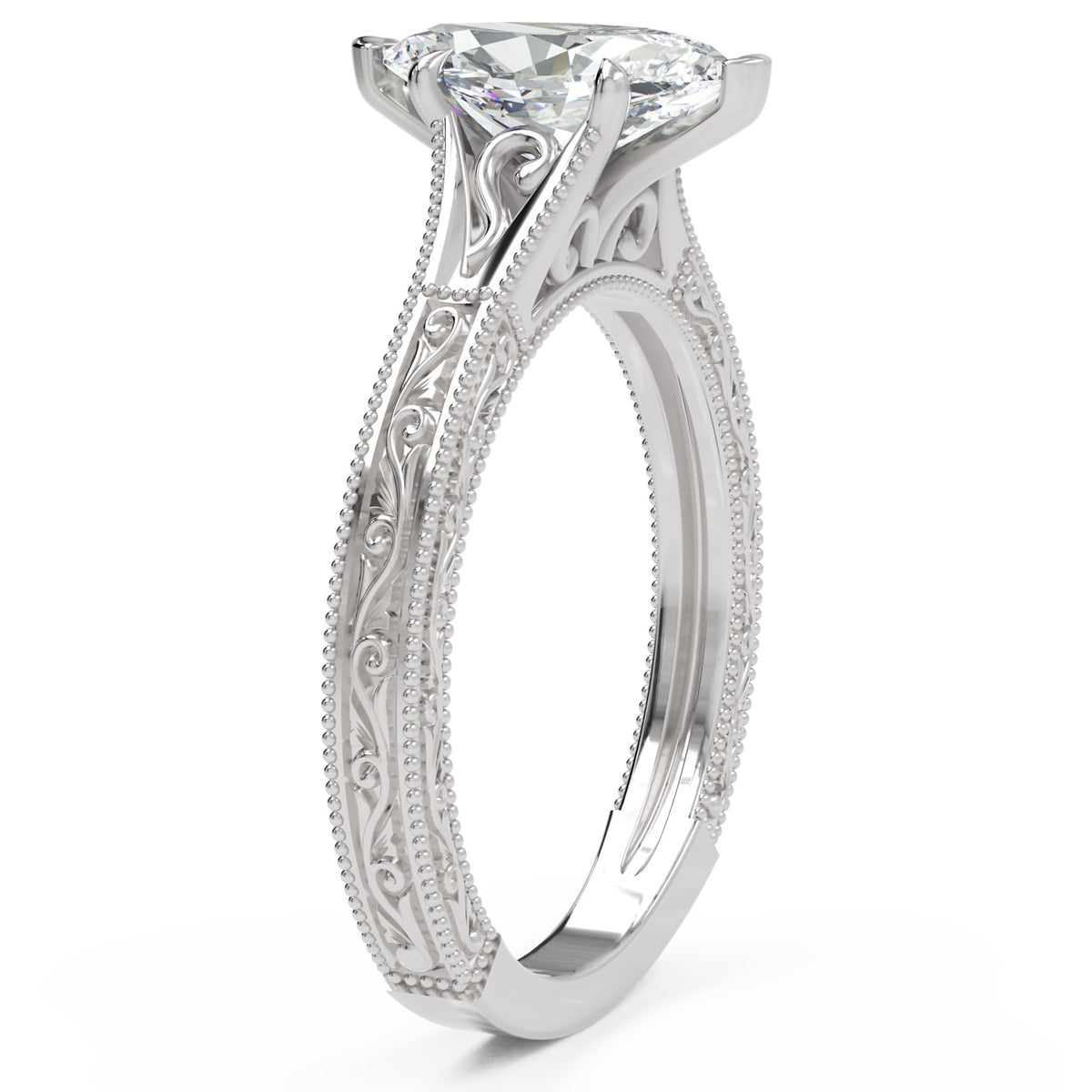 Inel de Logodnă Albemarle din Aur 18k cu Moissanite Marquise de 1 ct din Platina - Castelo.ro