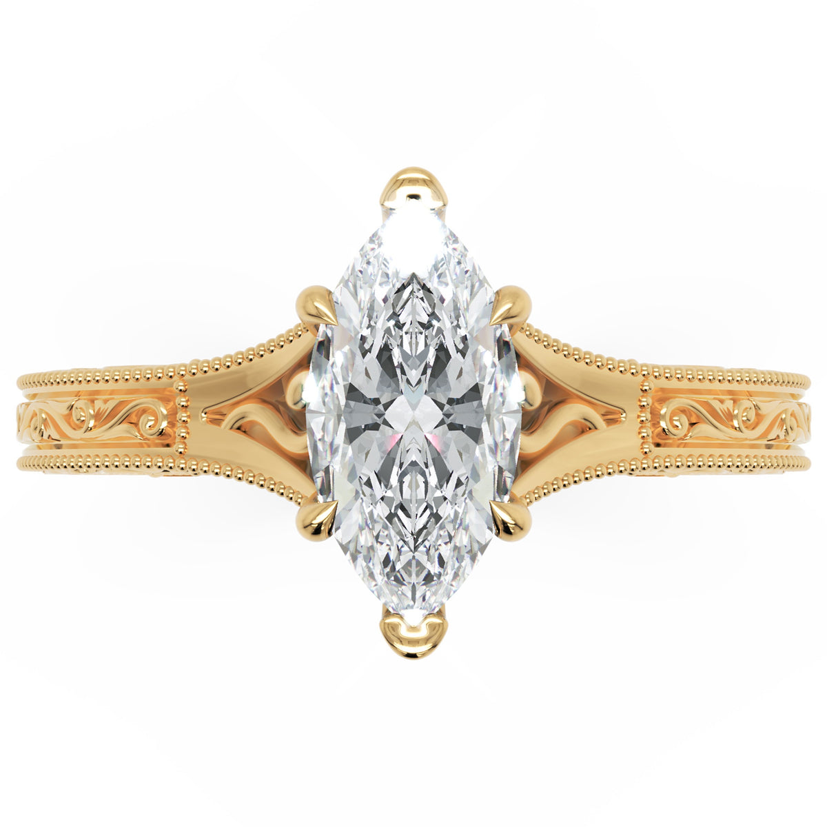 Inel de Logodnă Albemarle din Aur 14k cu Diamant Natural Marquise de 1 ct din 14k Aur Galben - Castelo.ro