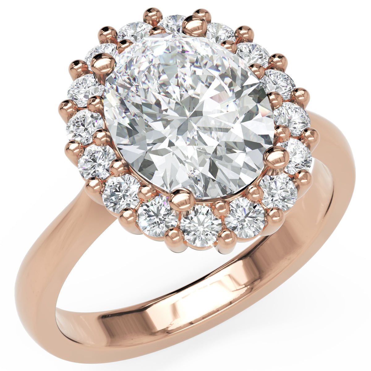 Inel de Logodnă Buckingham din Aur 18k cu Diamant Natural Oval de 2.5 ct din 18k Aur Roz - Castelo.ro
