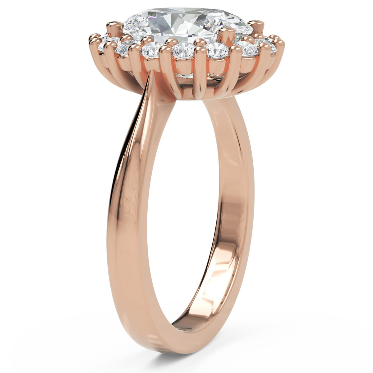 Inel de Logodnă Buckingham din Aur 14k cu Moissanite Oval de 2.5 ct din 14k Aur Roz - Castelo.ro