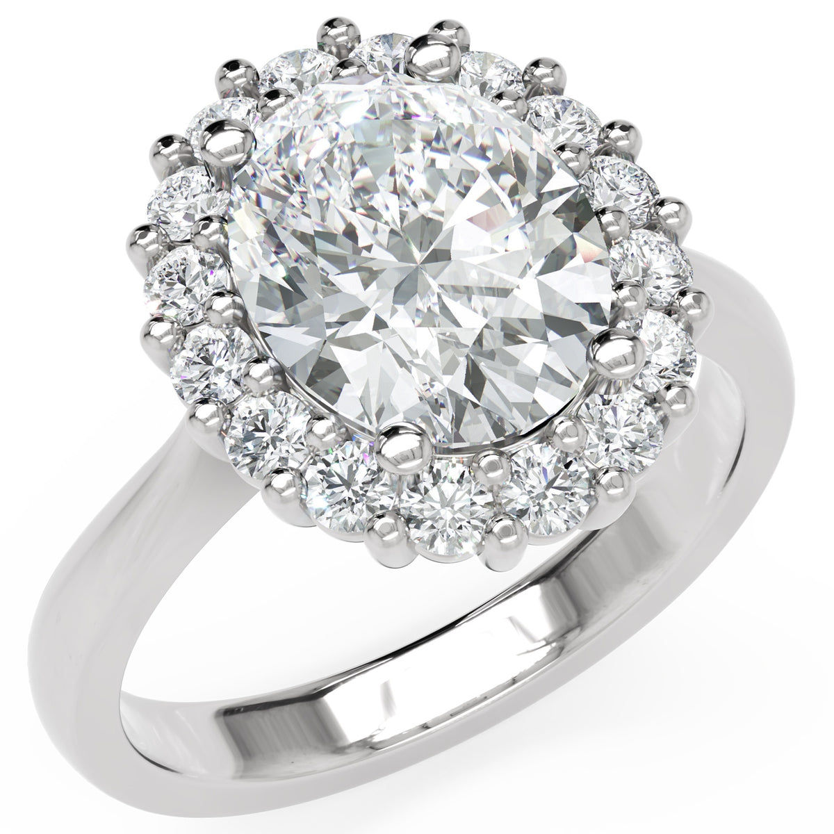Inel de Logodnă Buckingham din Aur 18k cu Diamant Creat în Laborator Oval de 2.5 ct din Platina - Castelo.ro