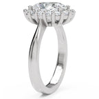Inel de Logodnă Buckingham din Aur 14k cu Moissanite Oval de 2.5 ct din 14k Aur Alb - Castelo.ro