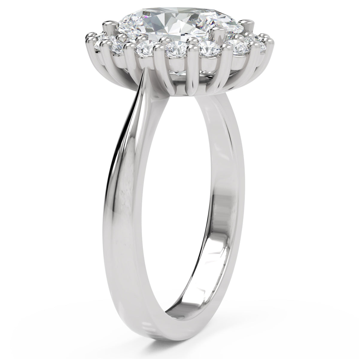 Inel de Logodnă Buckingham din Aur 18k cu Diamant Creat în Laborator Oval de 2.5 ct din Platina - Castelo.ro