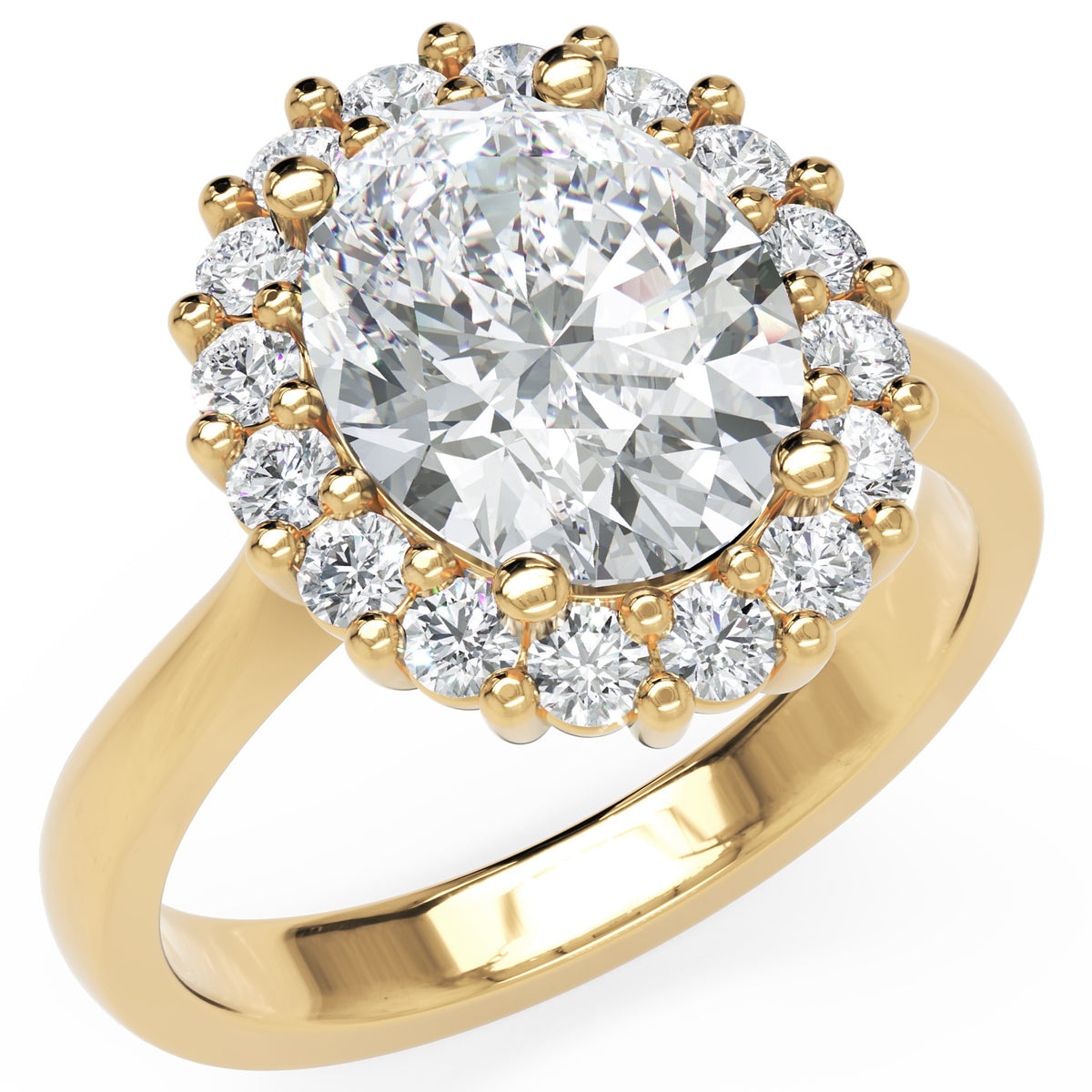 Inel de Logodnă Buckingham din Aur 14k cu Diamant Natural Oval de 2.5 ct din 14k Aur Galben - Castelo.ro