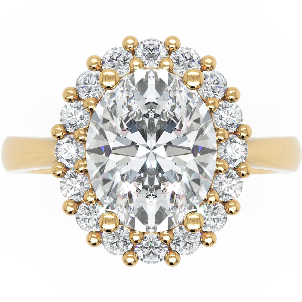 Inel de Logodnă Buckingham din Aur 14k cu Diamant Creat în Laborator Oval de 2.5 ct din 14k Aur Galben - Castelo.ro