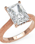 Inel de Logodnă Berkeley din Aur 18k cu Moissanite Radiant de 4 ct din 18k Aur Roz - Castelo.ro