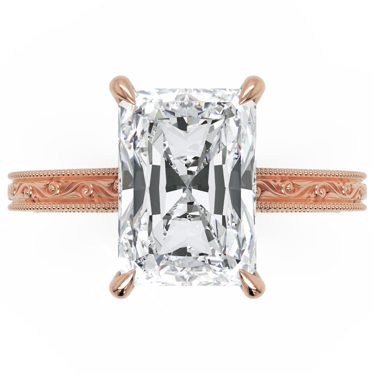 Inel de Logodnă Berkeley din Aur 18k cu Diamant Creat în Laborator Radiant de 4 ct din 18k Aur Roz - Castelo.ro