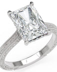 Inel de Logodnă Berkeley din Aur 14k cu Diamant Natural Radiant de 4 ct din 14k Aur Alb - Castelo.ro