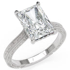 Inel de Logodnă Berkeley din Aur 14k cu Moissanite Radiant de 4 ct din 14k Aur Alb - Castelo.ro