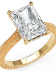Inel de Logodnă Berkeley din Aur 18k cu Diamant Natural Radiant de 4 ct din 18k Aur Galben - Castelo.ro