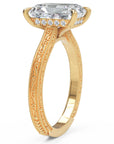 Inel de Logodnă Berkeley din Aur 18k cu Moissanite Radiant de 4 ct din 18k Aur Galben - Castelo.ro