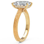 Inel de Logodnă Berkeley din Aur 14k cu Moissanite Radiant de 4 ct din 14k Aur Galben - Castelo.ro