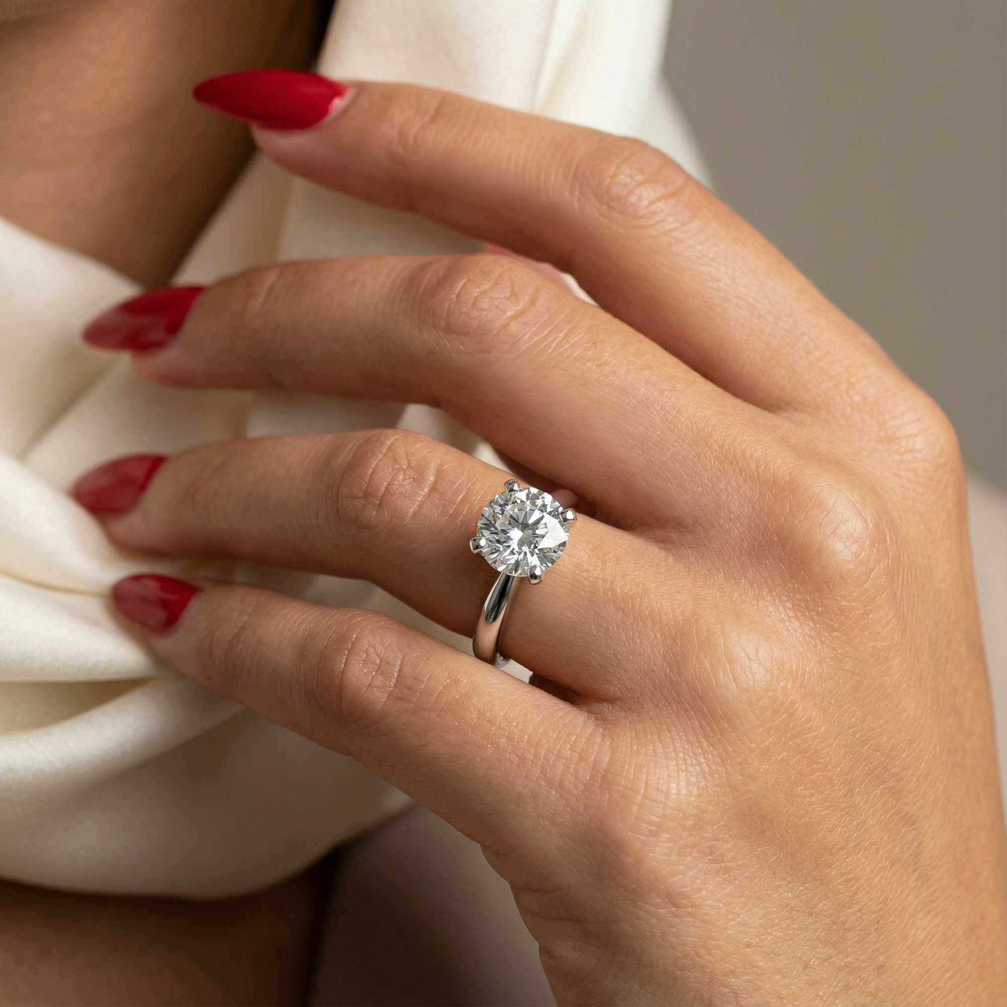 Inel de Logodnă Solitaire Heritage din Aur 14k cu Diamant Creat în Laborator de 3 ct din 14k Aur Alb - Castelo.ro