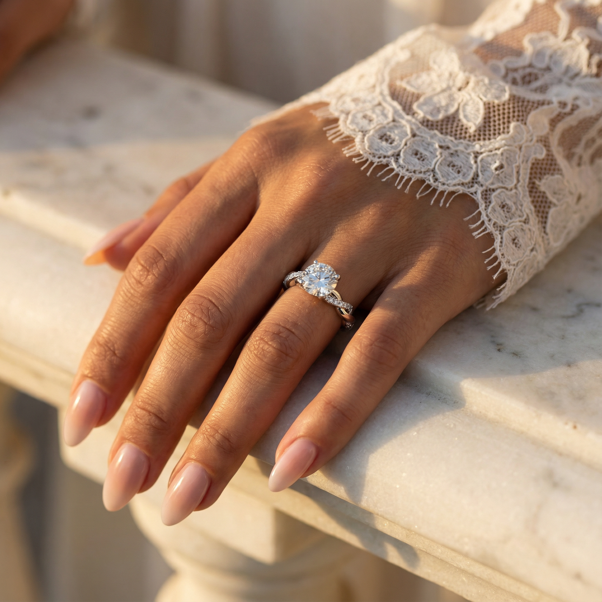 Inel de Logodnă din Aur 14k cu Moissanite Tăietură Rotund Brilliant de 1.78 ct din 14k Aur Alb - Castelo.ro