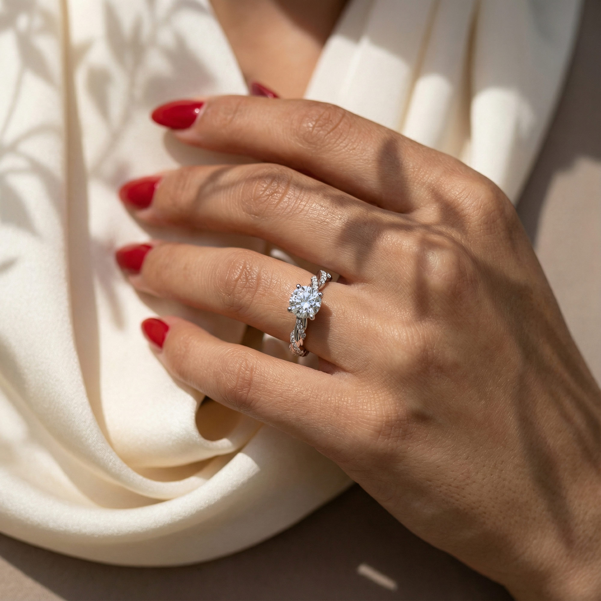 Inel de Logodnă cu Moissanite Tăietură Rotund Brilliant de 1.78 ct din Platina - Castelo.ro