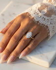 Inel de Logodnă Solitaire din Aur 14k cu Moissanite Marquise si Halo de 0.64 ct
