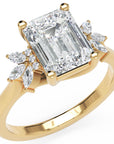 Inel de Logodnă Dynasty din Aur 18k cu Moissanite Emerald de 2 ct din 18k Aur Galben - Castelo.ro