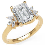 Inel de Logodnă Dynasty din Aur 18k cu Moissanite Emerald de 2 ct din 18k Aur Galben - Castelo.ro
