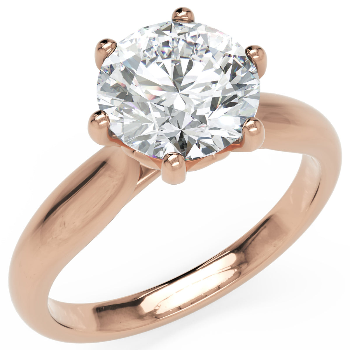 Inel de Logodnă Cadogan din Aur 18k cu Diamant Natural Round de 2 ct din 18k Aur Roz - Castelo.ro