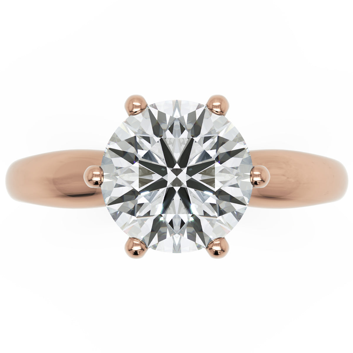 Inel de Logodnă Cadogan din Aur 18k cu Diamant Natural Round de 2 ct din 18k Aur Roz - Castelo.ro