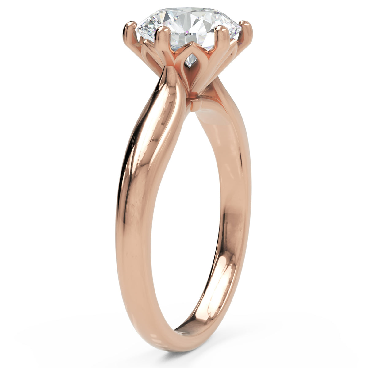 Inel de Logodnă Chelsea din Aur 14k cu Diamant Natural Round de 2 ct din 14k Aur Roz - Castelo.ro
