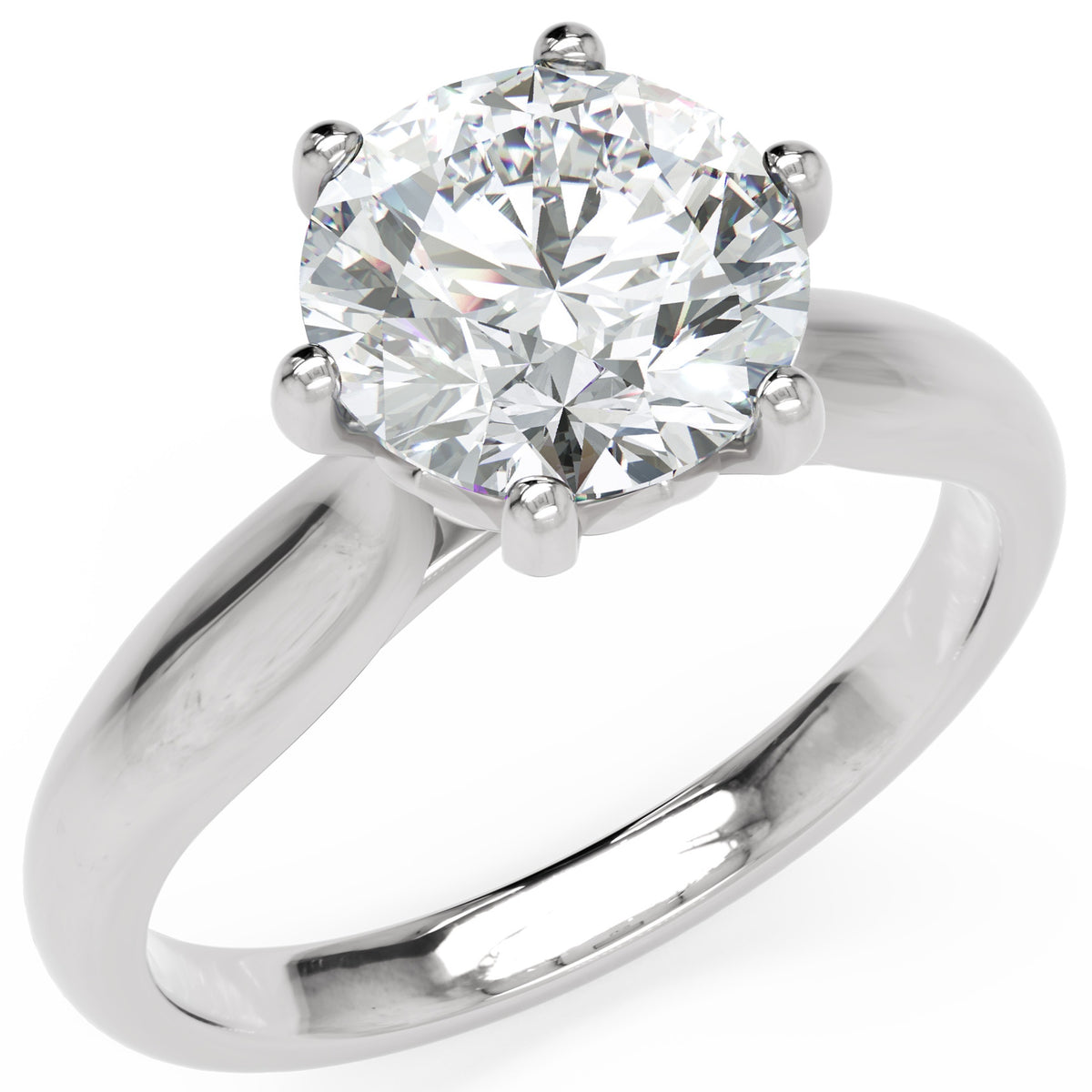 Inel de Logodnă Chelsea din Aur 14k cu Diamant Natural Round de 2 ct din 14k Aur Alb - Castelo.ro