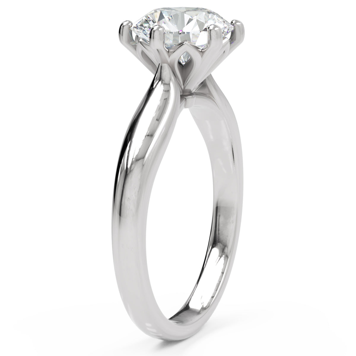 Inel de Logodnă Cadogan din Aur 14k cu Moissanite Round de 2 ct din 14k Aur Alb - Castelo.ro