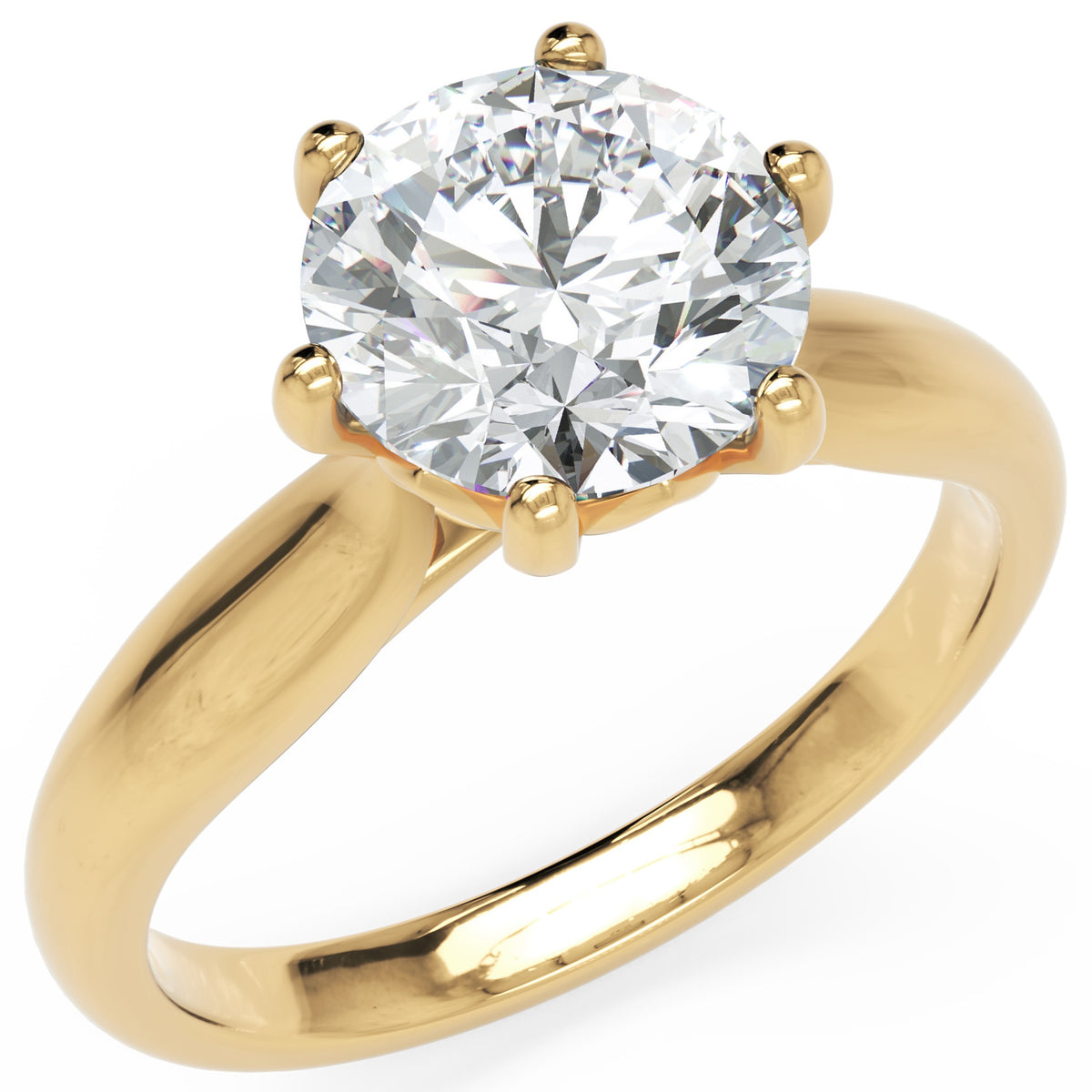 Inel de Logodnă Cadogan din Aur 18k cu Diamant Natural Round de 2 ct din 18k Aur Galben - Castelo.ro