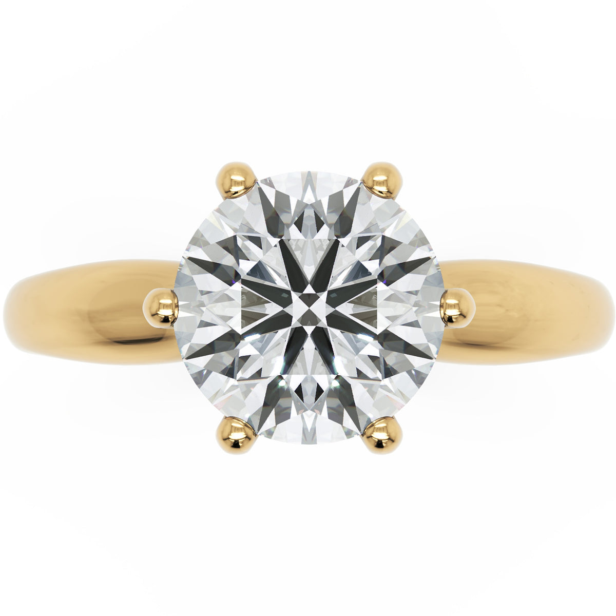 Inel de Logodnă Cadogan din Aur 14k cu Moissanite Round de 2 ct din 14k Aur Galben - Castelo.ro