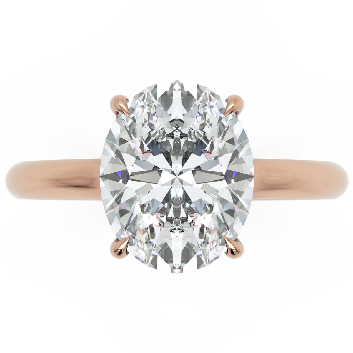 Inel de Logodnă Cavendish din Aur 18k cu Moissanite Oval de 2.5 ct din 18k Aur Roz - Castelo.ro