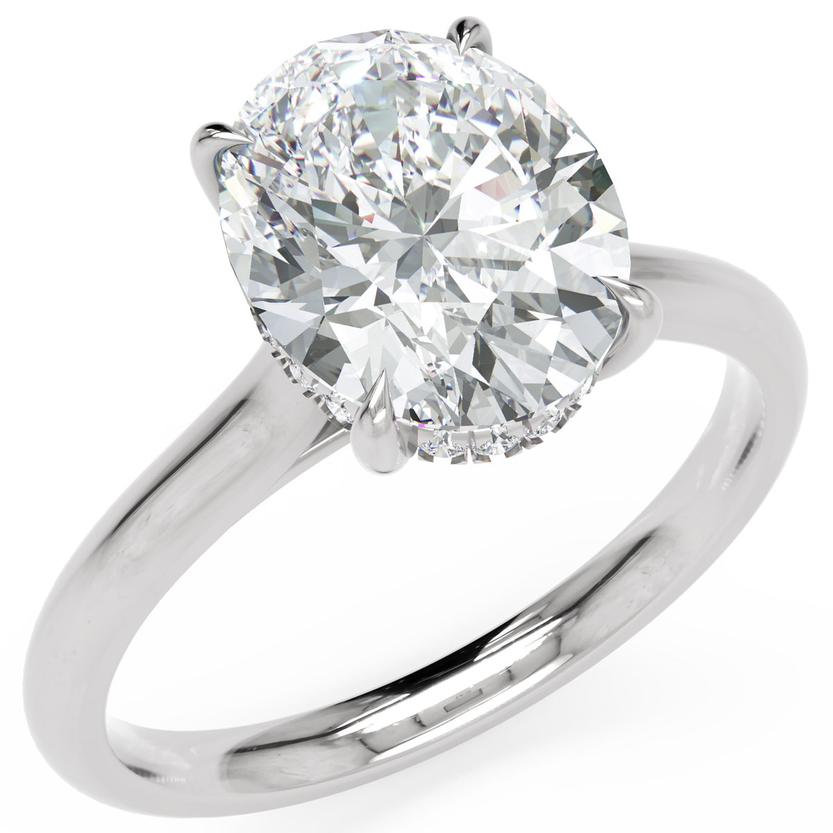 Inel de Logodnă Cavendish din Aur 18k cu Diamant Natural Oval de 2.5 ct din Platina - Castelo.ro