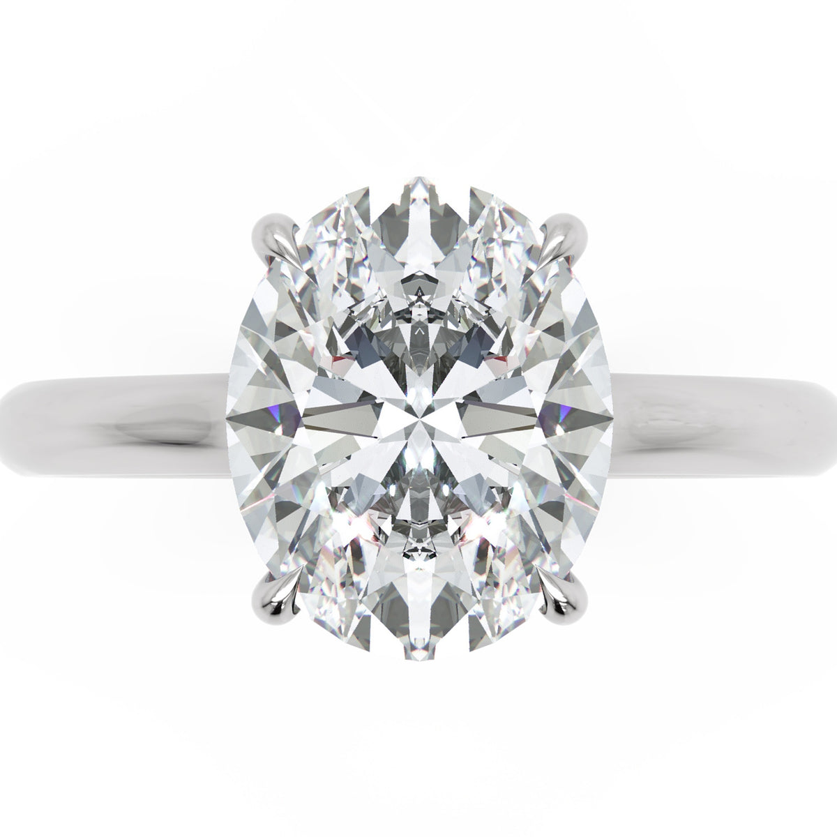 Inel de Logodnă Cavendish din Aur 18k cu Diamant Natural Oval de 2.5 ct din Platina - Castelo.ro