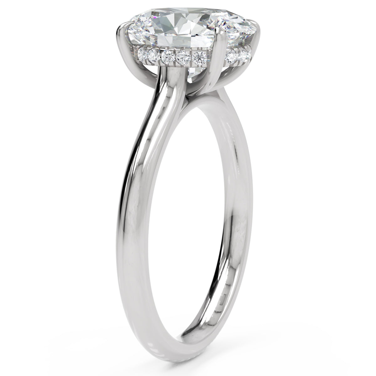 Inel de Logodnă Cavendish din Aur 18k cu Diamant Creat în Laborator Oval de 2.5 ct din Platina - Castelo.ro
