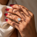 Inel de Logodnă Cavendish din Aur 14k cu Moissanite Oval de 2.5 ct din 14k Aur Alb - Castelo.ro