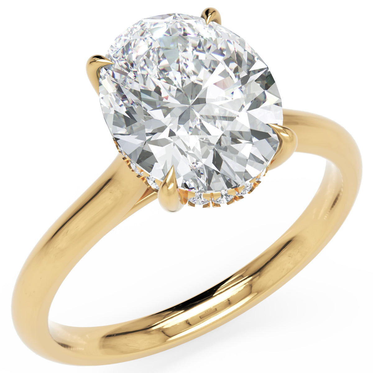 Inel de Logodnă Cavendish din Aur 14k cu Diamant Natural Oval de 2.5 ct din 14k Aur Galben - Castelo.ro