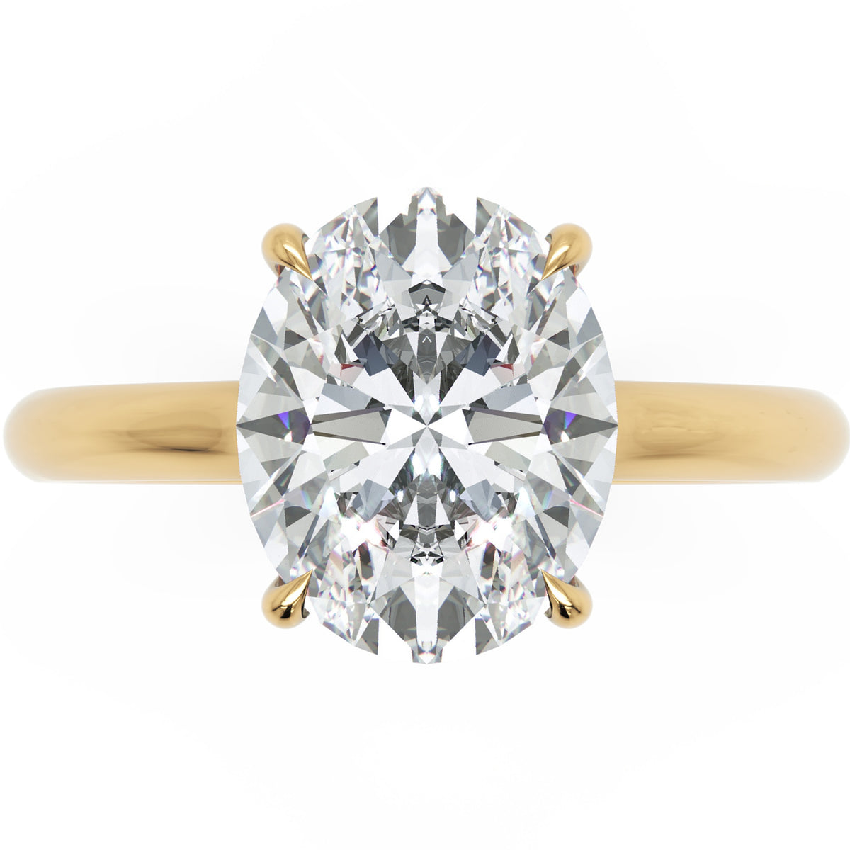 Inel de Logodnă Cavendish din Aur 18k cu Diamant Natural Oval de 2.5 ct din 18k Aur Galben - Castelo.ro
