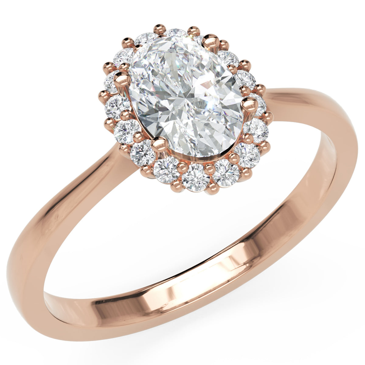 Inel de Logodnă Hampstead din Aur 18k cu Moissanite Oval de 0.6 ct din 18k Aur Roz - Castelo.ro