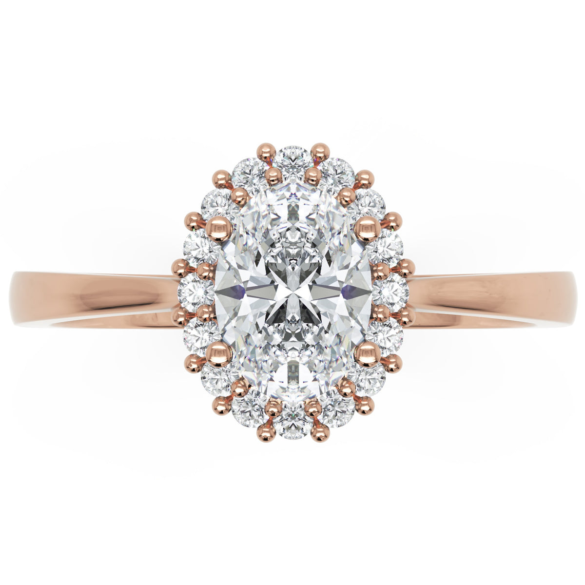 Inel de Logodnă Hampstead din Aur 18k cu Diamant Natural Oval de 0.6 ct din 18k Aur Roz - Castelo.ro