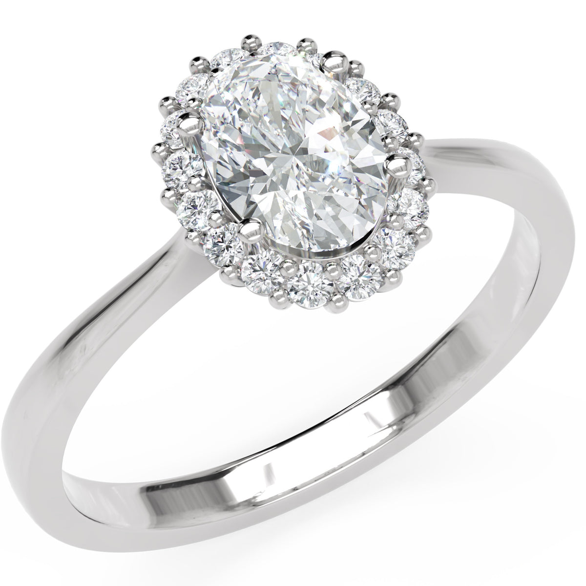 Inel de Logodnă Hampstead din Aur 14k cu Diamant Natural Oval de 0.6 ct din 14k Aur Alb - Castelo.ro