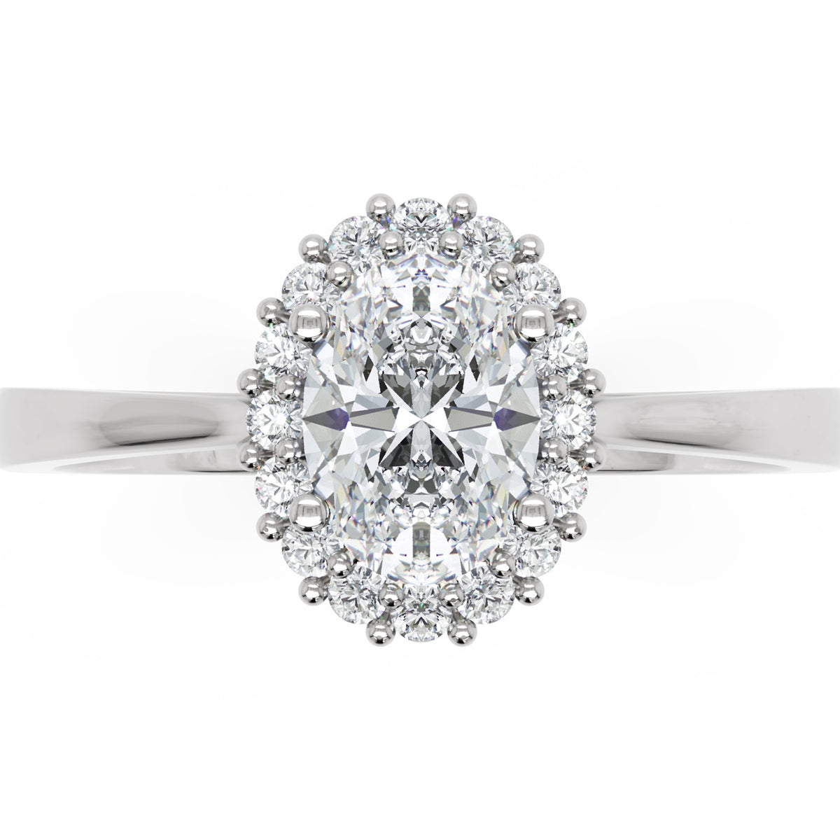 Inel de Logodnă Hampstead din Aur 14k cu Moissanite Oval de 0.6 ct din 14k Aur Alb - Castelo.ro