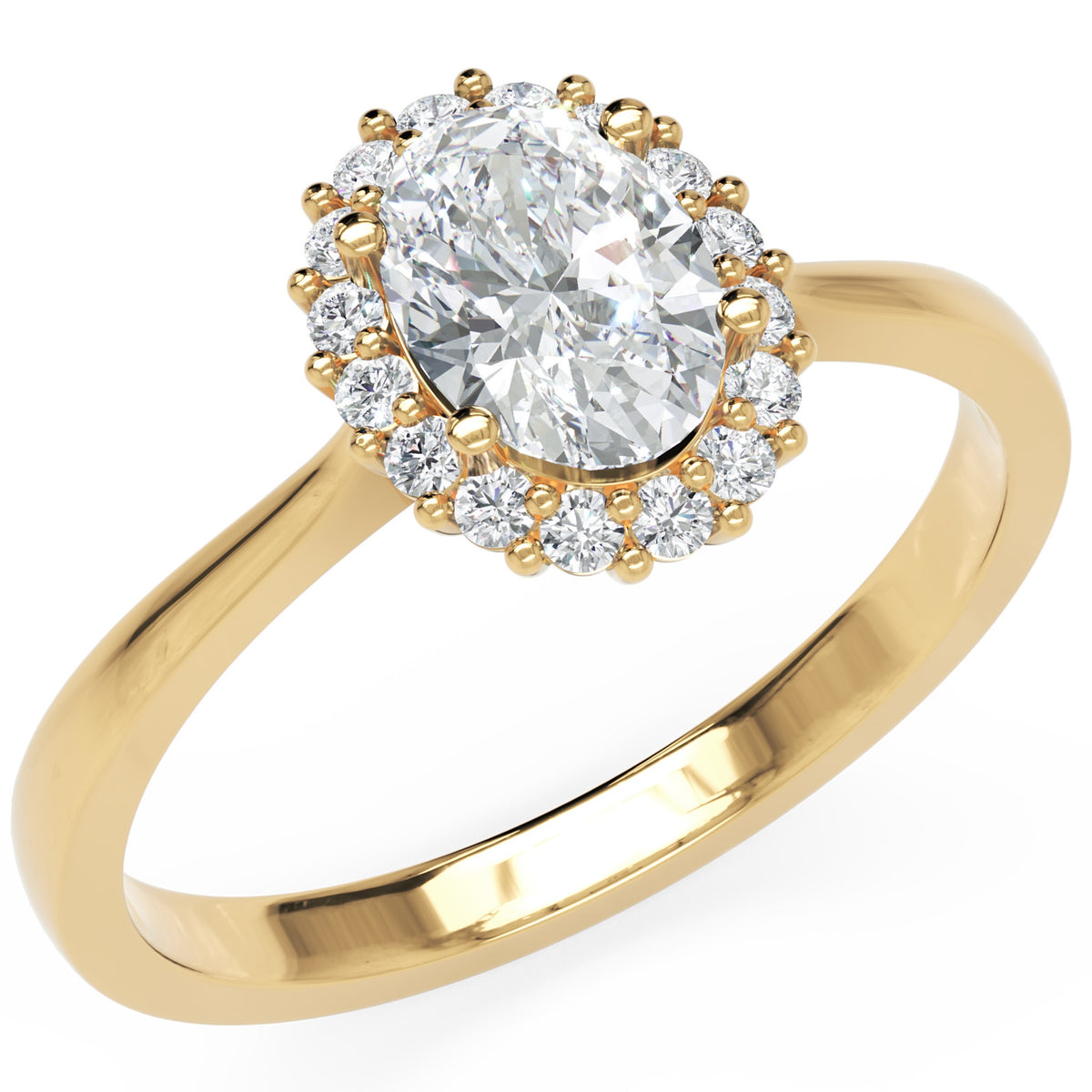 Inel de Logodnă Hampstead din Aur 14k cu Diamant Creat în Laborator Oval de 0.6 ct din 14k Aur Galben - Castelo.ro