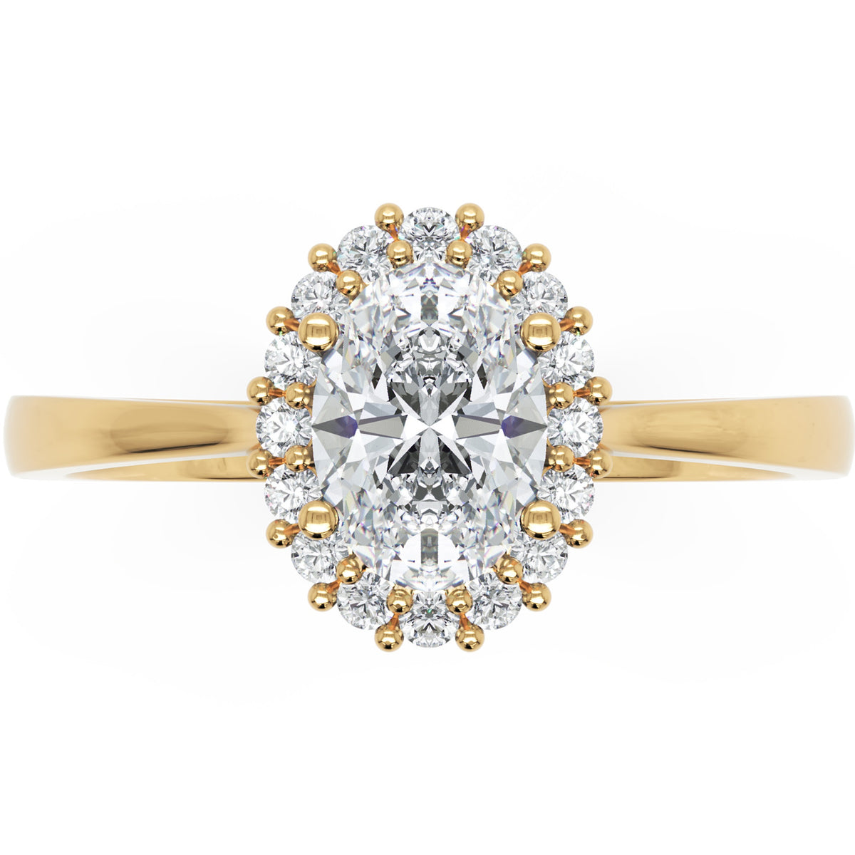Inel de Logodnă Hampstead din Aur 14k cu Moissanite Oval de 0.6 ct din 14k Aur Galben - Castelo.ro