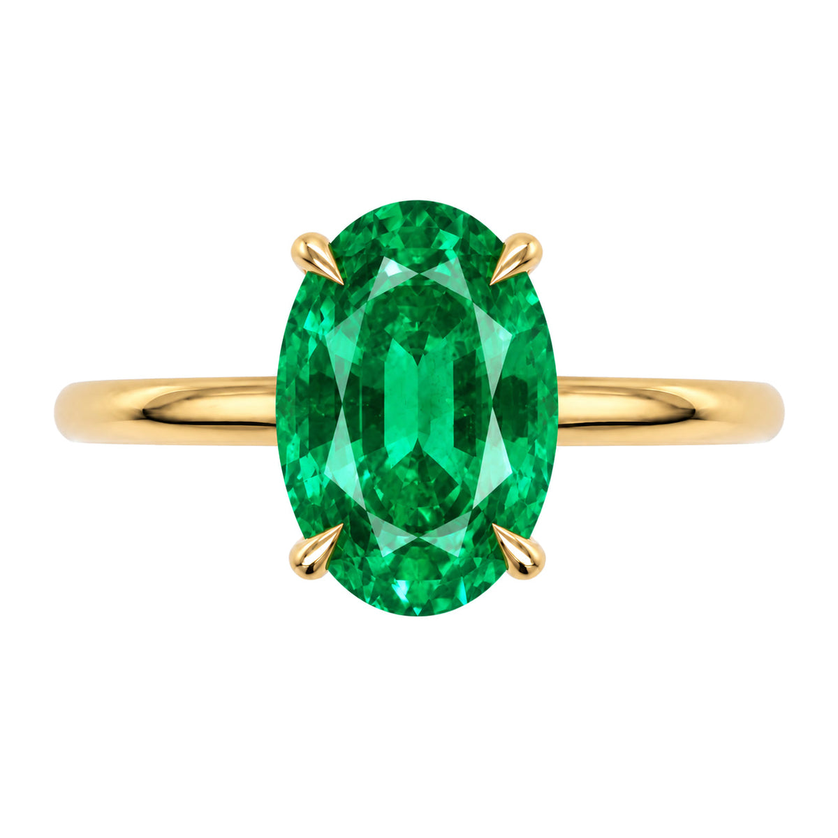 Inel de Logodnă Enigma din Aur 14k cu Smarald Creat în Laborator Oval 8x12 mm din 14k Aur Galben - Castelo.ro