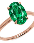 Inel de Logodnă Enigma din Aur 14k cu Smarald Creat în Laborator Oval 8x12 mm din 14k Aur Roz - Castelo.ro