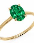 Inel de Logodnă Enigma din Aur 14k cu Smarald Creat în Laborator Oval 6x8 mm din 14k Aur Galben - Castelo.ro