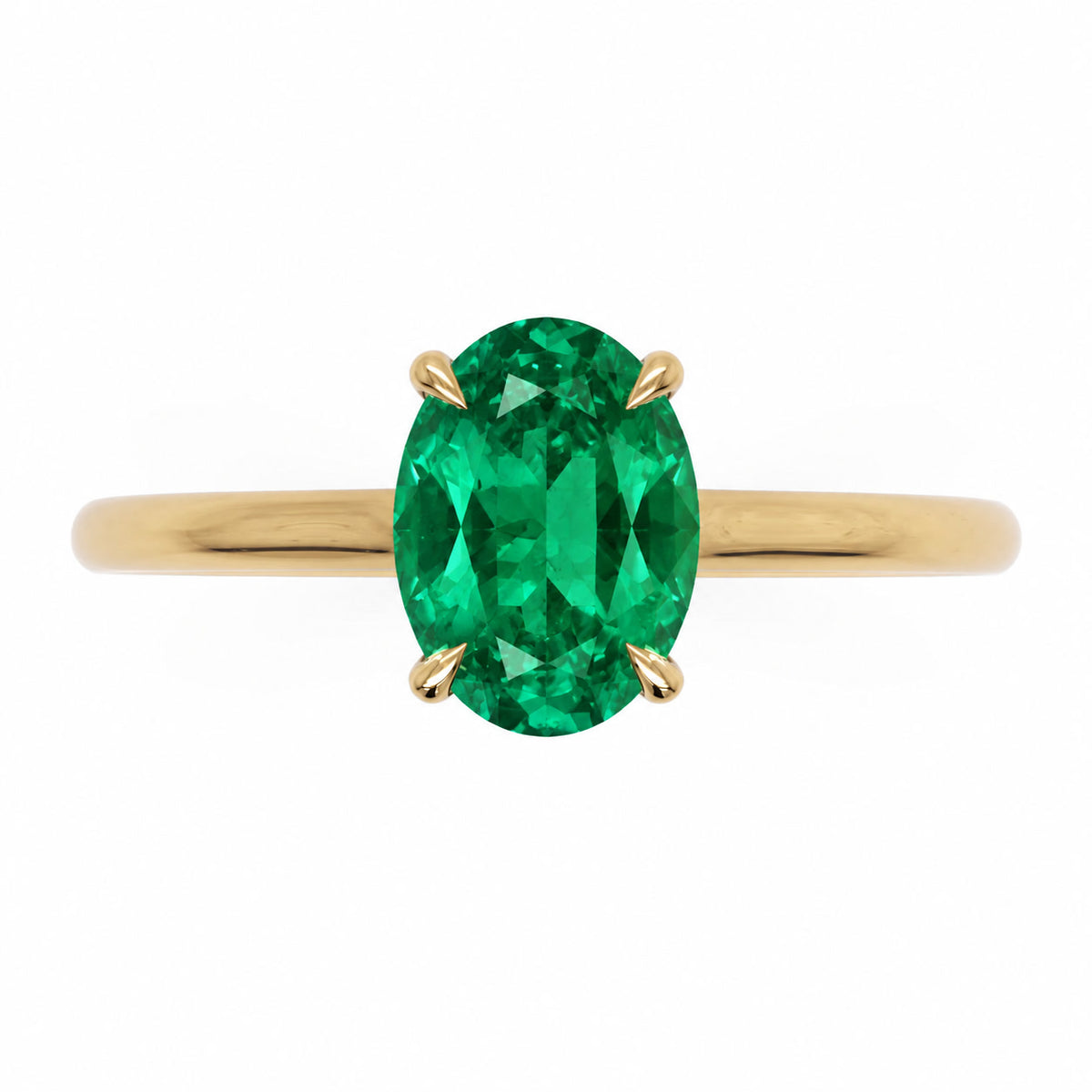 Inel de Logodnă Enigma din Aur 14k cu Smarald Creat în Laborator Oval 6x8 mm din 14k Aur Galben - Castelo.ro