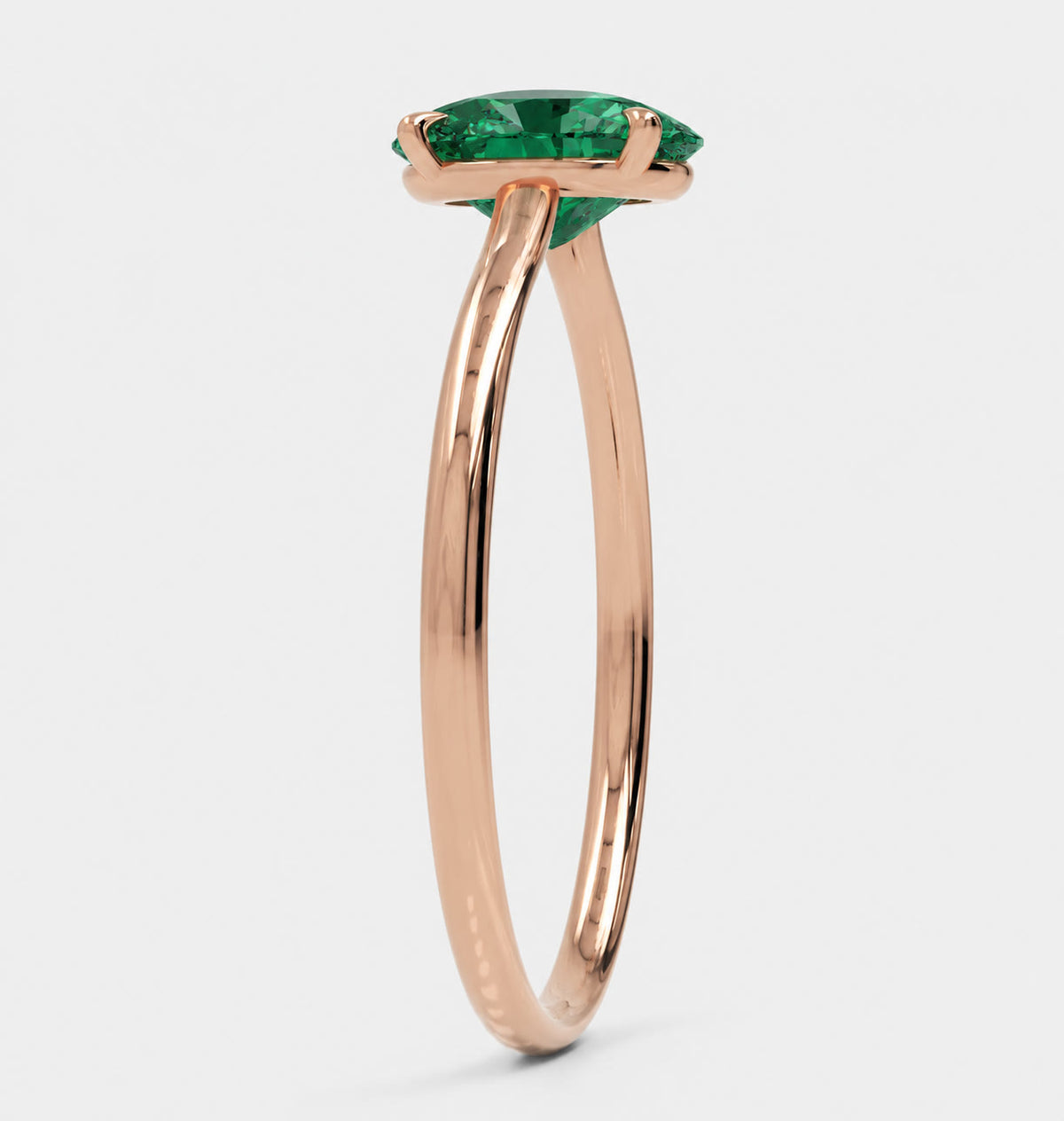 Inel de Logodnă Enigma din Aur 14k cu Smarald Creat în Laborator Oval 6x8 mm din 14k Aur Roz - Castelo.ro